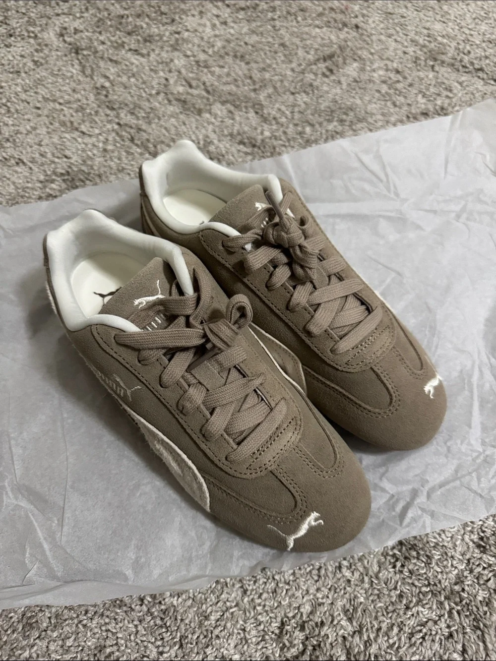 Puma Suede Sneakers in Taupe, Cream & Brown